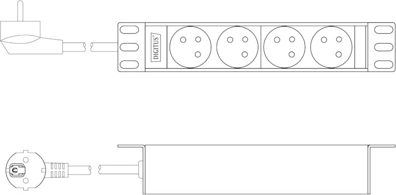 Multiprise 4 voies - 1U - 10 pouces DIGITUS *DN-95418-FR*