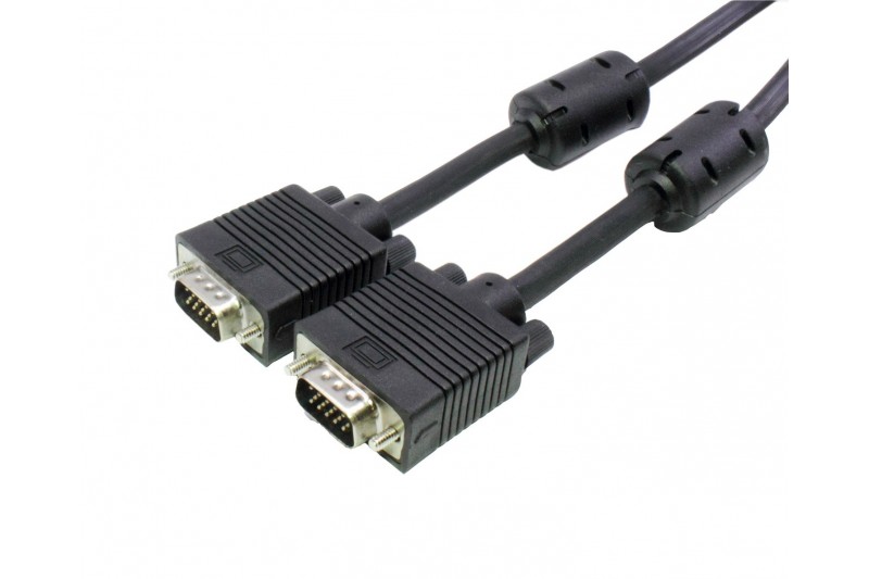 Cordon VGA à VGA Mâle-Mâle avec Ferrite Nickel Argenté 15M Boite * DCU 391150 *