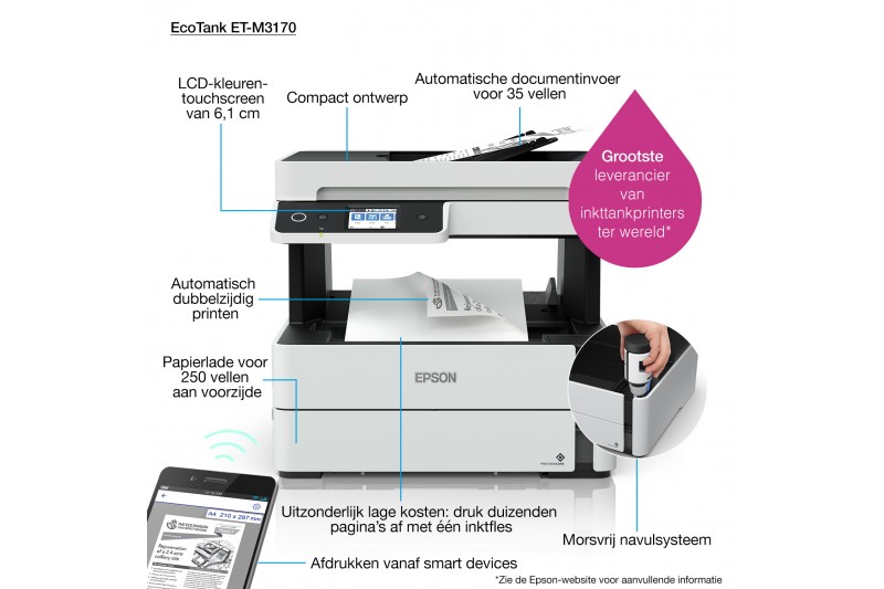 Epson EcoTank ET-M3170 - imprimante multifonctions - Noir et blanc
