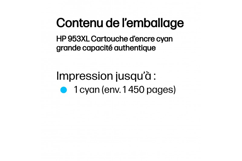 Cartouche jet d'encre HP 953XL Original - cyan Cartouche jet d'encre HP 953XL Original - cyan