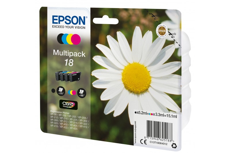Epson 18 Multipack - Cartouche d'impression - 1 x noir, jaune, cyan, magenta Epson 18 Multipack - Cartouche d'impression - 1 x noir, jaune, cyan, magenta