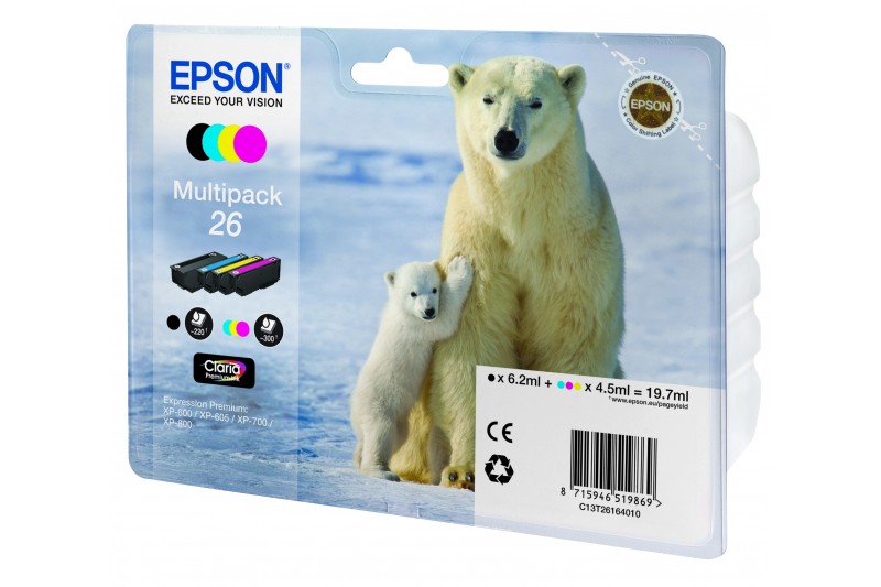 Epson 26 Multipack - Cartouche d'impression - 1 x noir, jaune, cyan, magenta