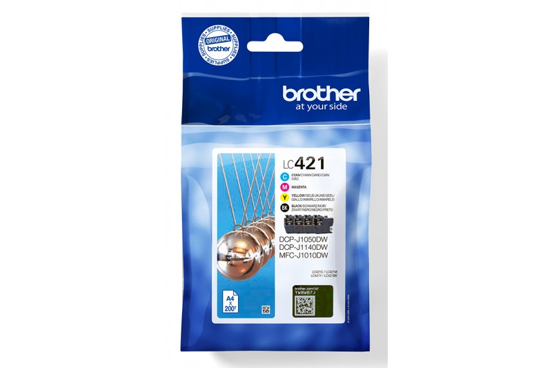 Brother LC421 - pack de 4 - noir,jaune,cyan,magenta - original - cartouche d'enc
