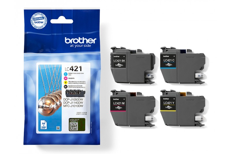 Brother LC421 - pack de 4 - noir,jaune,cyan,magenta - original - cartouche d'enc