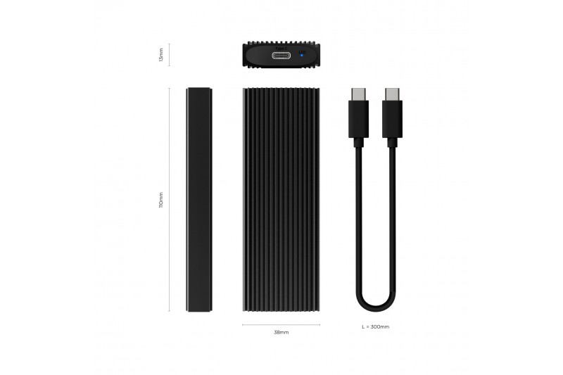 Boîtier SSD M.2 NVMe 10Gbps USB C 3.1 Gen2, boîtier externe noir * ASM2-022B *