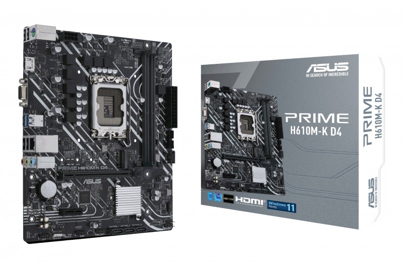 ASUS H610M-K D4 - carte-mère - mATX - Socket LGA1700 - H610 proc serie 12 ASUS H610M-K D4 - carte-mère - mATX - Socket LGA1700 - H610 proc serie 12