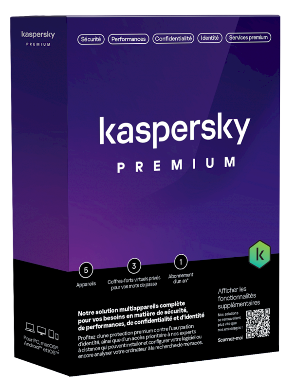 Kaspersky Premium 5dev 1an mini bs noCD FR * KL1047F5EFS *