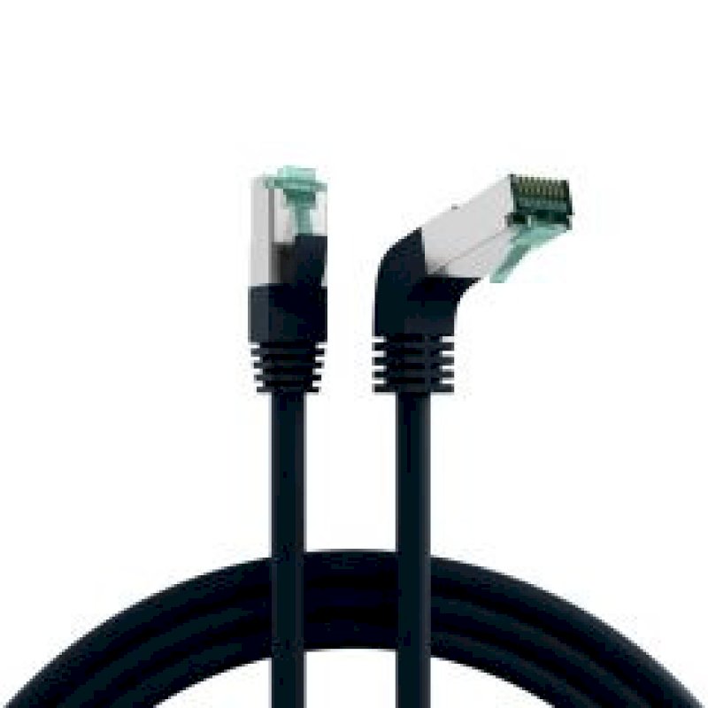 Cordon RJ45 CAT6a S/FTP Coudé Haut / Droit- Noir 1,00m
