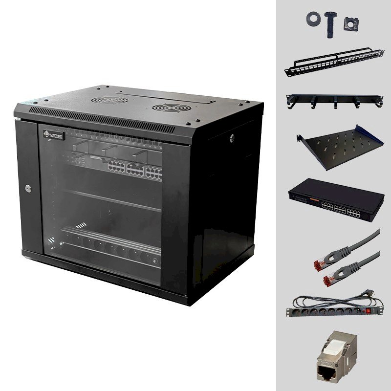 UPTEC - Solution coffret baie full Gigabit 19 9U équipé 24P Cat 6a * 8064324 *