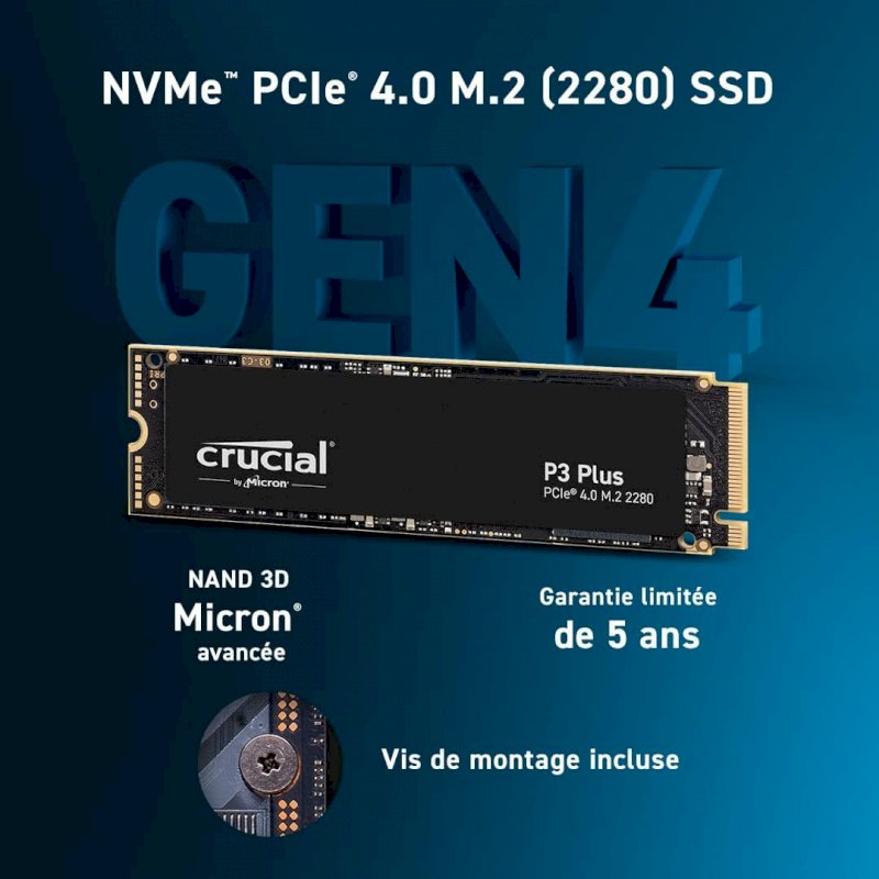 Crucial P3 Plus - M.2 2280 NVMe- 2 To - interne - SSD * CT2000P3PSSD8 *
