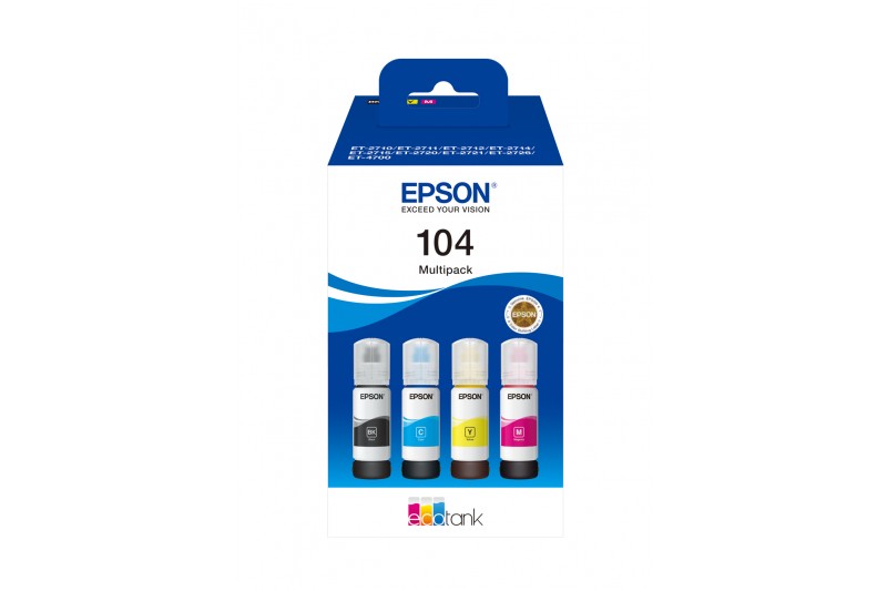 Epson 104 pack 4 bouteilles - originale - cartouche d'encre * C13T00P640 *