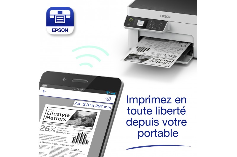 Epson EcoTank ET-M2120 - imprimante multifonctions - Noir et blanc Epson EcoTank ET-M2120 - imprimante multifonctions - Noir et blanc