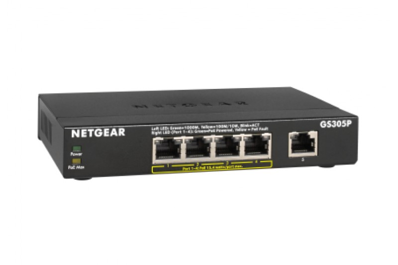 NETGEAR GS305Pv2 - Switch commutateur - 5 ports - POE - non géré NETGEAR GS305Pv2 - Switch commutateur - 5 ports - POE - non géré