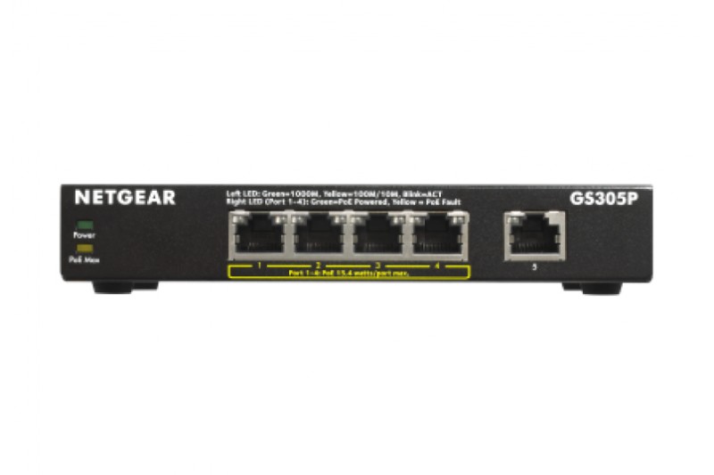 NETGEAR GS305Pv2 - Switch commutateur - 5 ports - POE - non géré NETGEAR GS305Pv2 - Switch commutateur - 5 ports - POE - non géré
