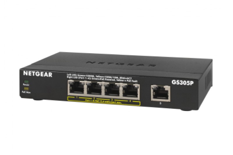 NETGEAR GS305Pv2 - Switch commutateur - 5 ports - POE - non géré NETGEAR GS305Pv2 - Switch commutateur - 5 ports - POE - non géré