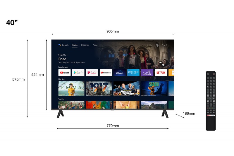TV TCL 40S5400A 40 LED HD Smart Android TV Noir