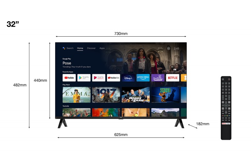 TV TCL 32S5400AF  32 LED HD Smart Android TV Noir