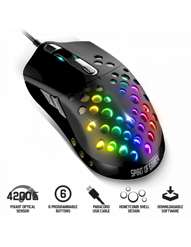 Souris filaire Spirit Of Gamer ELITE-M80 12000 DPI RGB * S-EM80 *