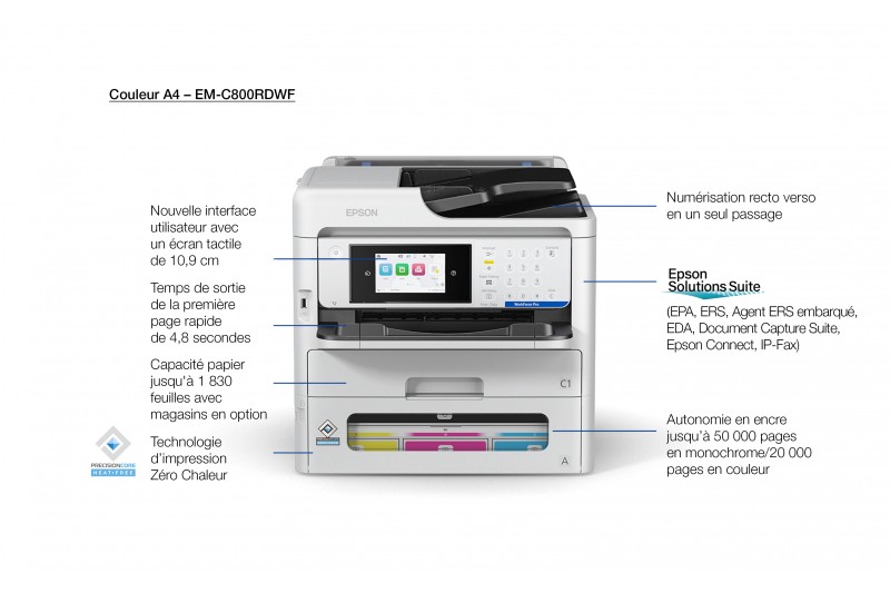 Epson WorkForce Pro EM-C800RDWF - imprimante multifonctions - couleur 35 ppm Epson WorkForce Pro EM-C800RDWF - imprimante multifonctions - couleur 35 ppm
