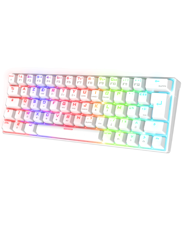 Clavier sans fil gamer retroeclairage Meca Blanc *Spirit of Gamer CLA-XK200WT*