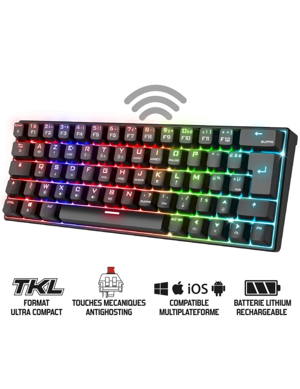 Clavier sans fil gamer retroeclairage Mecanique *Spirit of Gamer CLA-XK200BK*