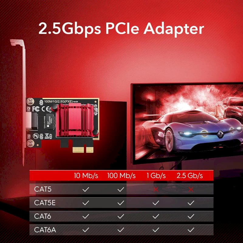 Carte Reseau 2.5Gbps PCI Express -Cudy PE25
