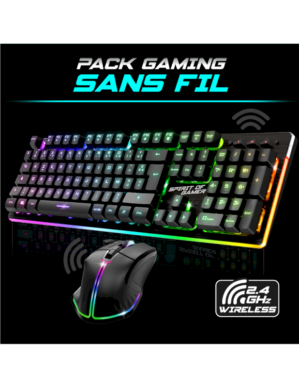 Pack Spirit Of Gamer ULTIMATE 600 PACK Clavier+souris rechargeable*CLS-MK600SBK*