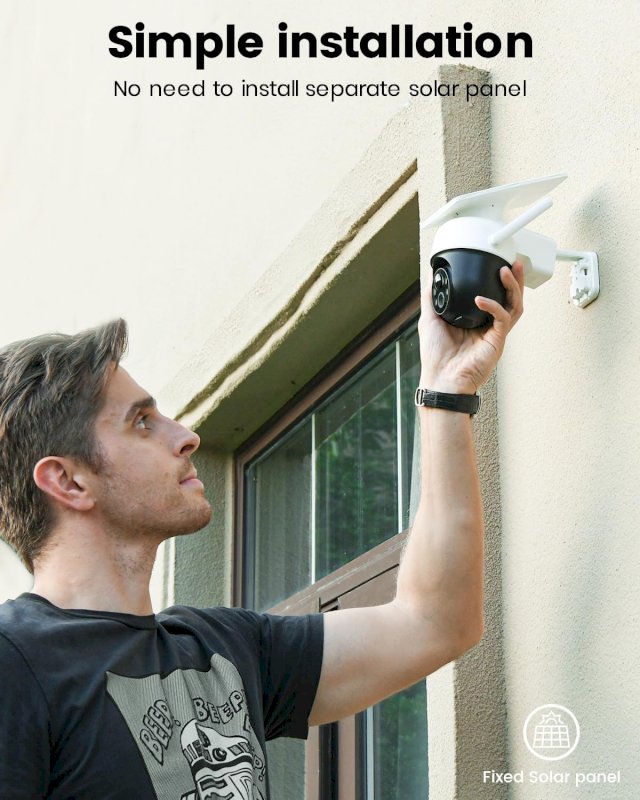 AOSU 2K Camera Surveillance WiFi Exterieure sans Fil Camera Solaire WiFi 360°