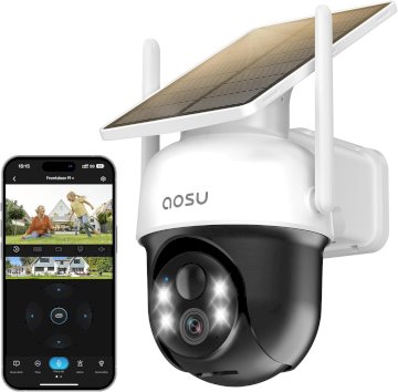 AOSU 2K Camera Surveillance WiFi Exterieure sans Fil Camera Solaire WiFi 360°