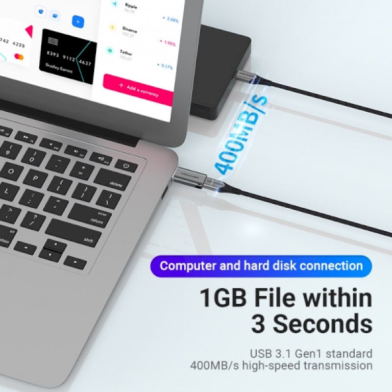 Convertisseur USB 3.0 male vers  USB-C femelle *Vention CDPH0*