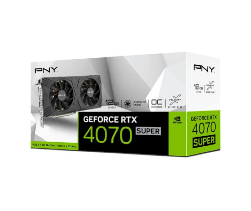 PNY RTX 4070 Super LED OC HDMI x1 DP x3 *VCG4070S12DFXPB1-O*