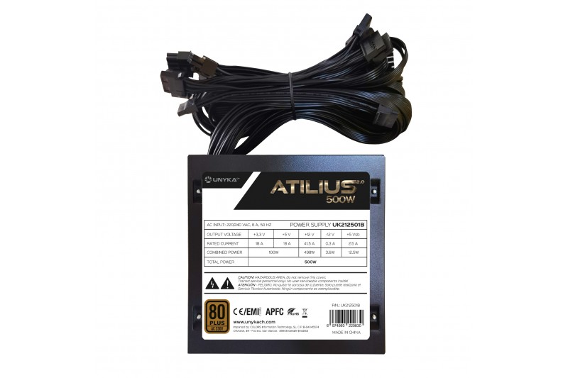 Alim Unykach ATX 500W -80 Plus - Ventilateur 120mm *Unykach UK212501 *