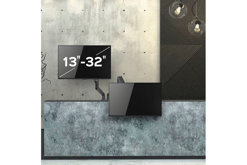 Support double écran Bras articulé bureau pince 13 -32 * Unykach UK710110 *