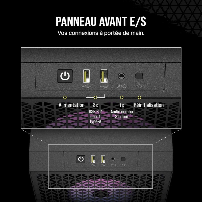 BOITIER Corsair 3000D RGB AIRFLOW TEMPERED Midi Tower Noir *CC-9011255-WW*