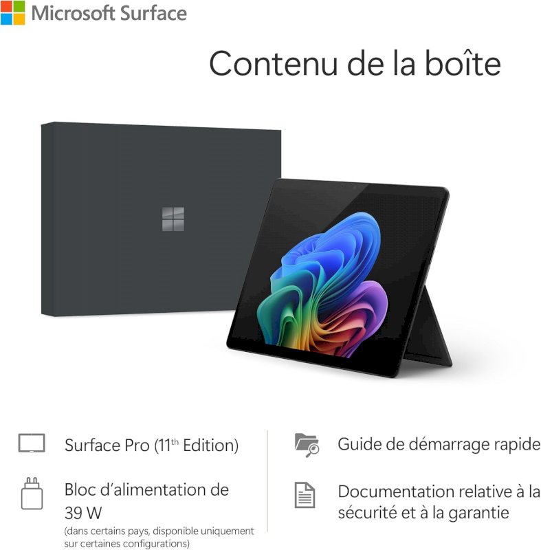 Surface Pro11 Snapdragon X Elite 16go 256go Win 11 Noir 13 Oled  *EP2-05008*