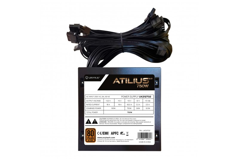 Alim Unykach ATX 750W -80 Plus Bronze Ventilateur 120mm *Unykach UK212701* Bulk