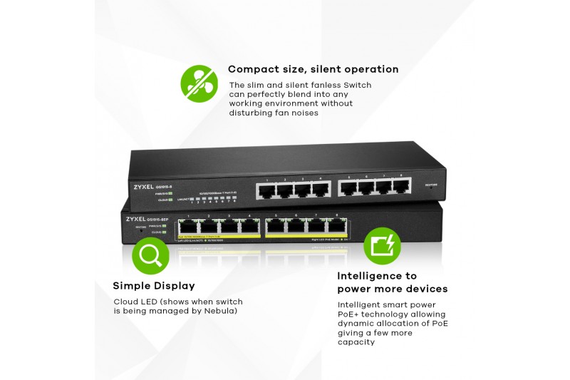 Zyxel GS1915-8EP - Switch - Compatible NebulaFLEX - 8 ports POE - intelligent