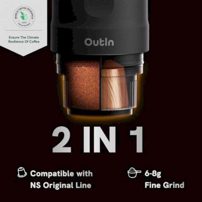 OUTIN NANO Cafetière ESPRESSO Portable jusqu'à 5 café moulu/Nespresso *OUTINGREY