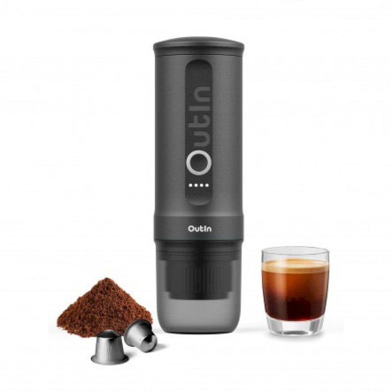 OUTIN NANO Cafetière ESPRESSO Portable jusqu'à 5 café moulu/Nespresso *OUTINGREY
