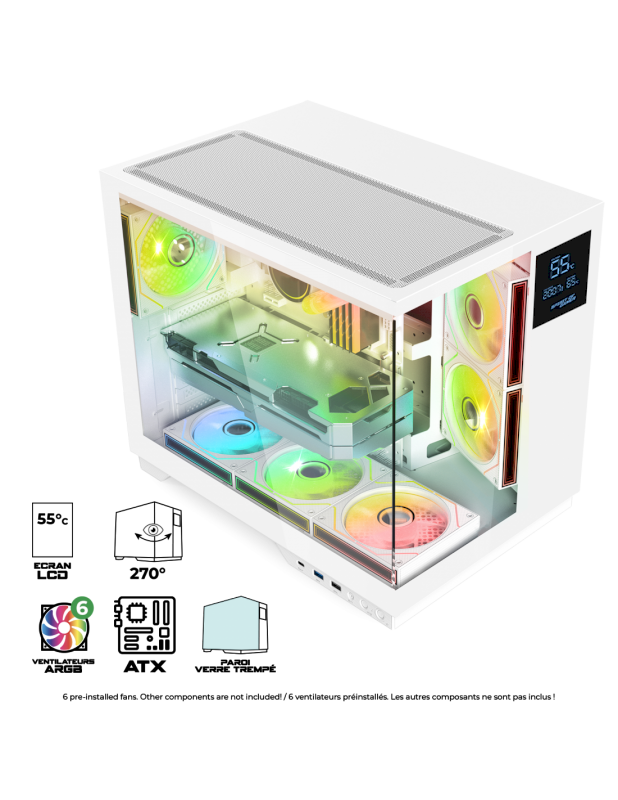 Boitier SOG VIPER CRX ARTIC mATX/ATX sans alim 6 ventilateurs ARGB * 8508RAW *