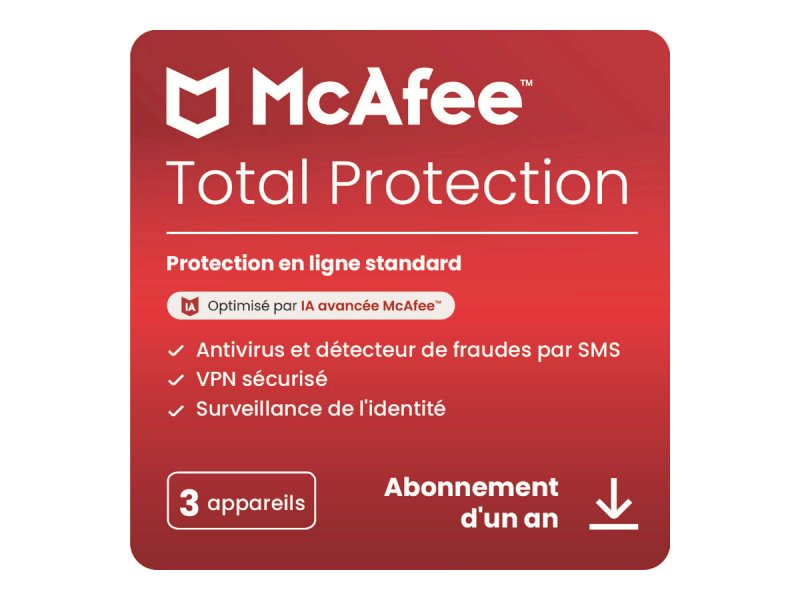 McAfee Total Protection 3-PC 1 year Licence Mail McAfee Total Protection 3-PC 1 year Licence Mail