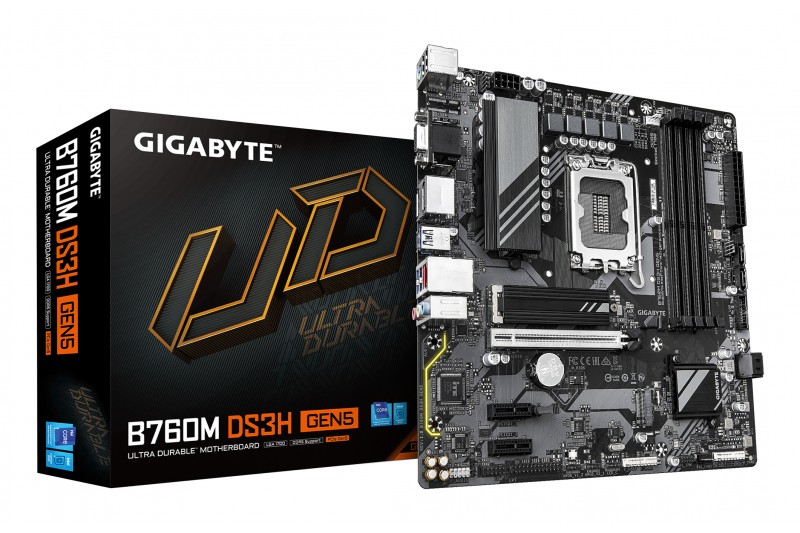 Gigabyte  B760M DS3H Gen5 mATX LGA1700 B760 DDR5 USB C VGA DP HDMI