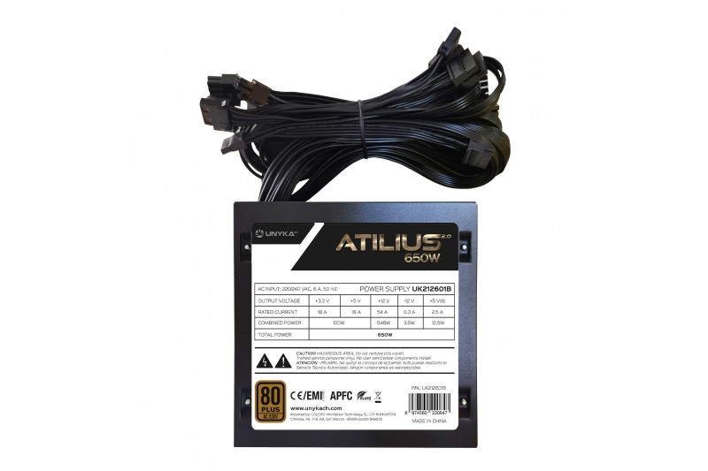 Alim Unykach ATX 650W -80 Plus Bronze - Ventilateur 120mm *Unykach UK212601 * Alim Unykach ATX 650W -80 Plus Bronze - Ventilateur 120mm *Unykach UK212601 *