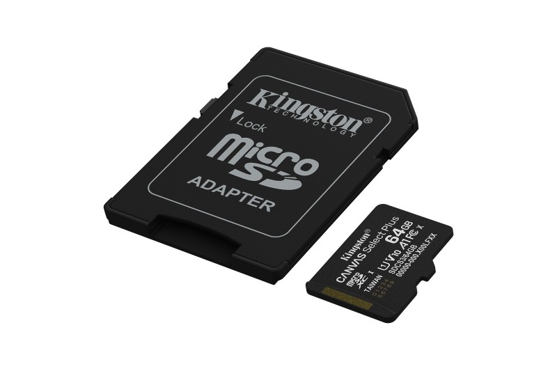 Carte Mémoire micro SD 64Go Canvas select plus +adapt SD* Kingston SDCS3/64GB * Carte Mémoire micro SD 64Go Canvas select plus +adapt SD* Kingston SDCS3/64GB *
