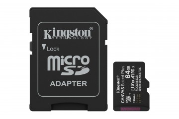 Carte Mémoire micro SD 64Go Canvas select plus +adapt SD* Kingston  SDCS3/64GB *