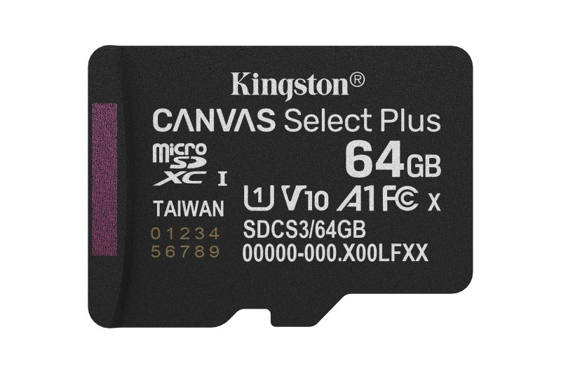 Carte Mémoire micro SD 64Go Canvas select plus +adapt SD* Kingston SDCS3/64GB * Carte Mémoire micro SD 64Go Canvas select plus +adapt SD* Kingston SDCS3/64GB *