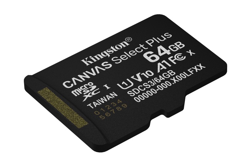 Carte Mémoire micro SD 64Go Canvas select plus +adapt SD* Kingston SDCS3/64GB * Carte Mémoire micro SD 64Go Canvas select plus +adapt SD* Kingston SDCS3/64GB *