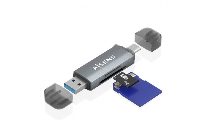 Lecteur de cartes USB-C et USB-A All in one * Aisens ASCR-2AC08-GR * Lecteur de cartes USB-C et USB-A All in one * Aisens ASCR-2AC08-GR *