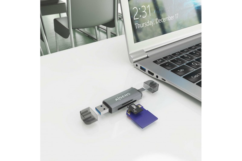 Lecteur de cartes USB-C et USB-A All in one * Aisens ASCR-2AC08-GR * Lecteur de cartes USB-C et USB-A All in one * Aisens ASCR-2AC08-GR *