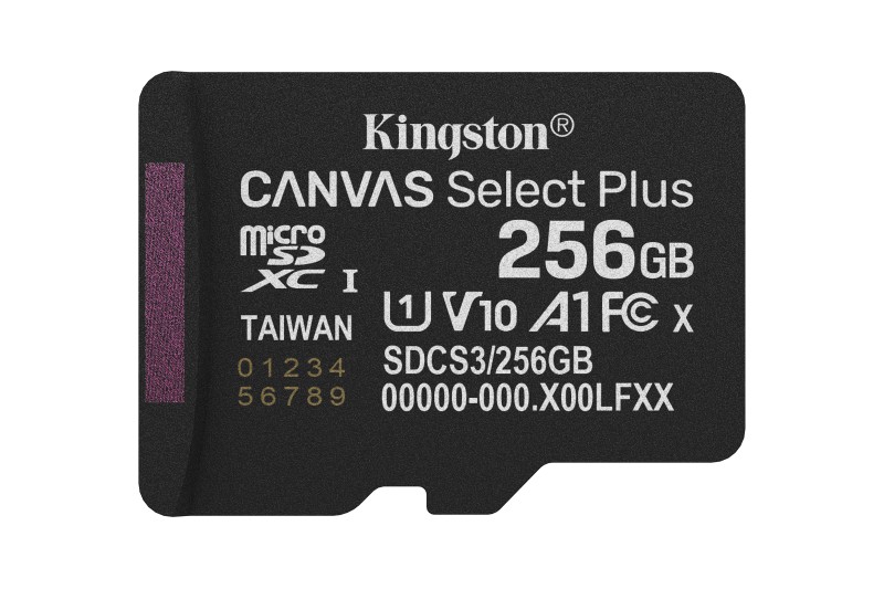 Carte Mémoire micro SD 256Go Canvas select plus+adapt SD* Kingston SDCS3/256GB* Carte Mémoire micro SD 256Go Canvas select plus+adapt SD* Kingston SDCS3/256GB*